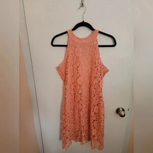 Leo Rosi Shift Dress Womens Medium Coral Lace Floral Easter Dress Wedding NWT